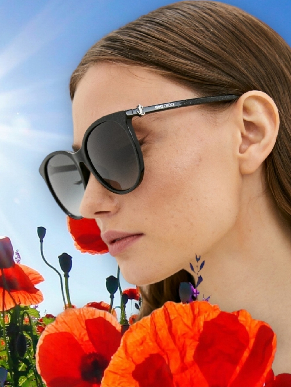 Jimmy Choo Black Glitter Silver Sunglasses 57-18-145